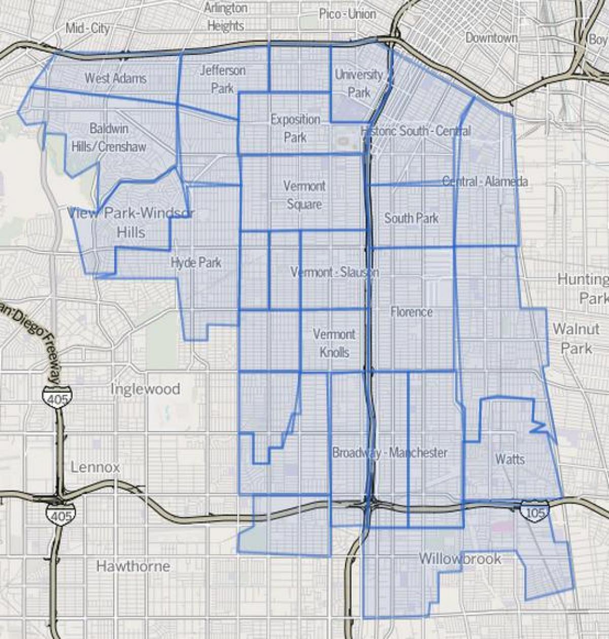 mappa di south Los Angeles 
