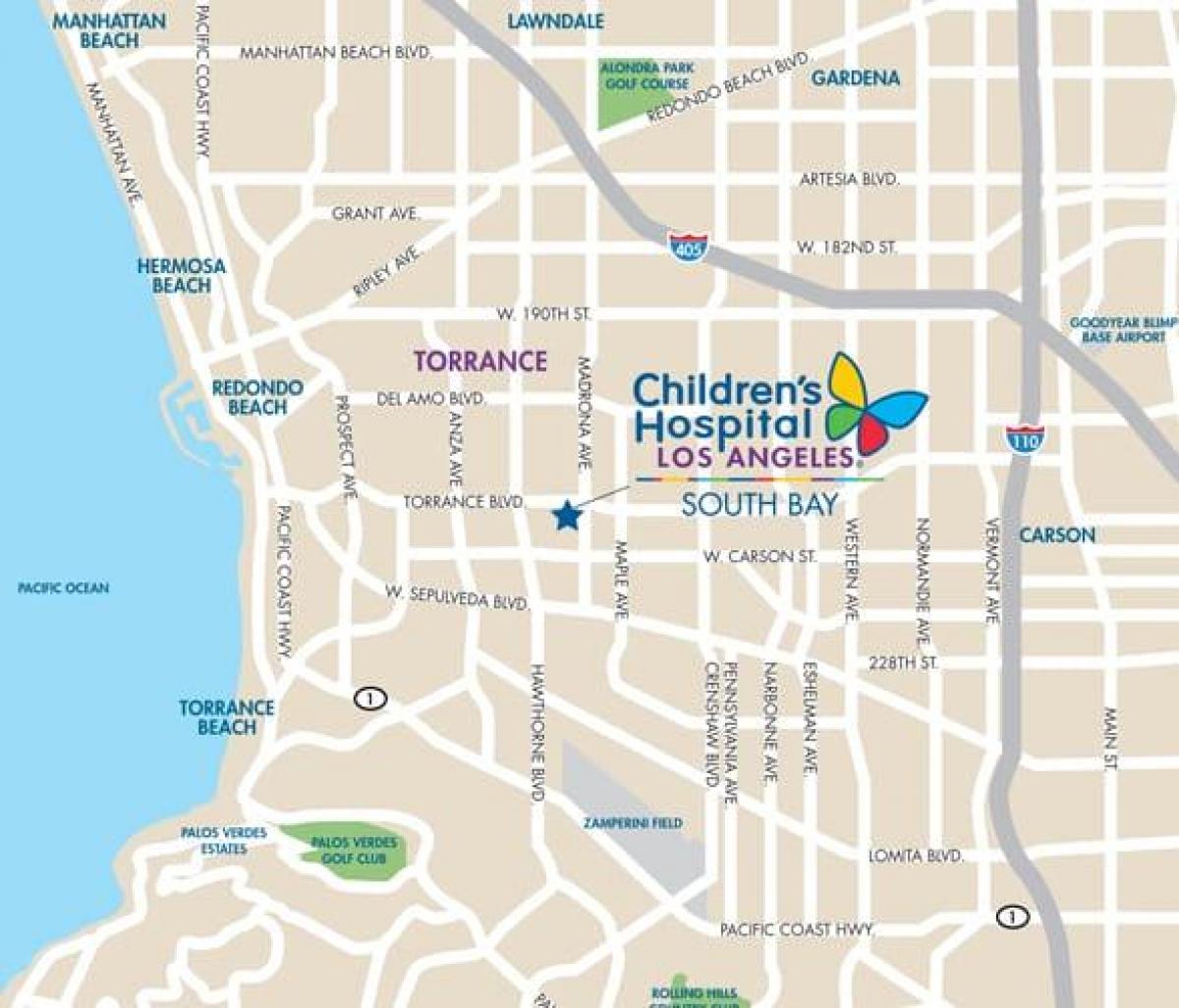 mappa del children's hospital di Los Angeles
