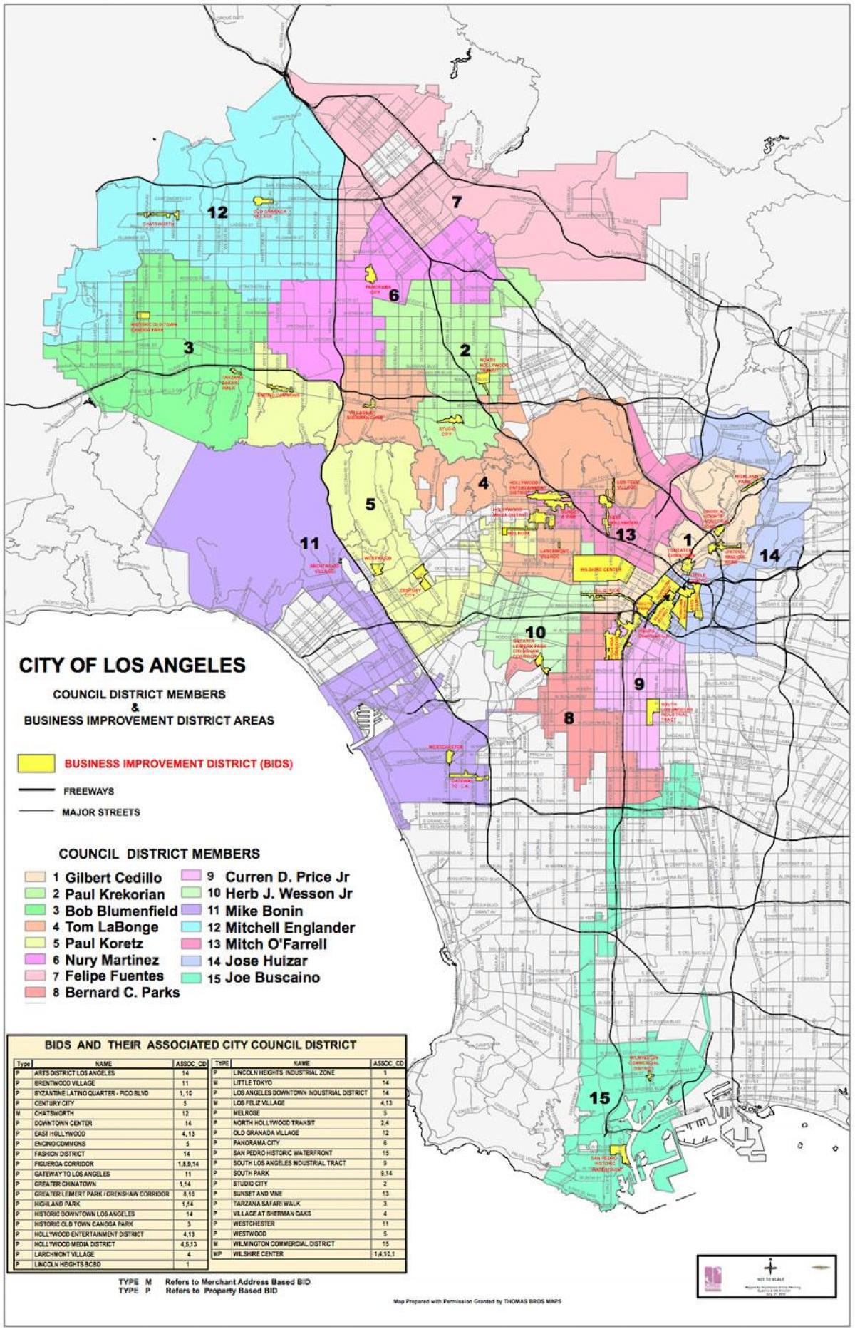 Los Angeles del consiglio di quartiere mappa