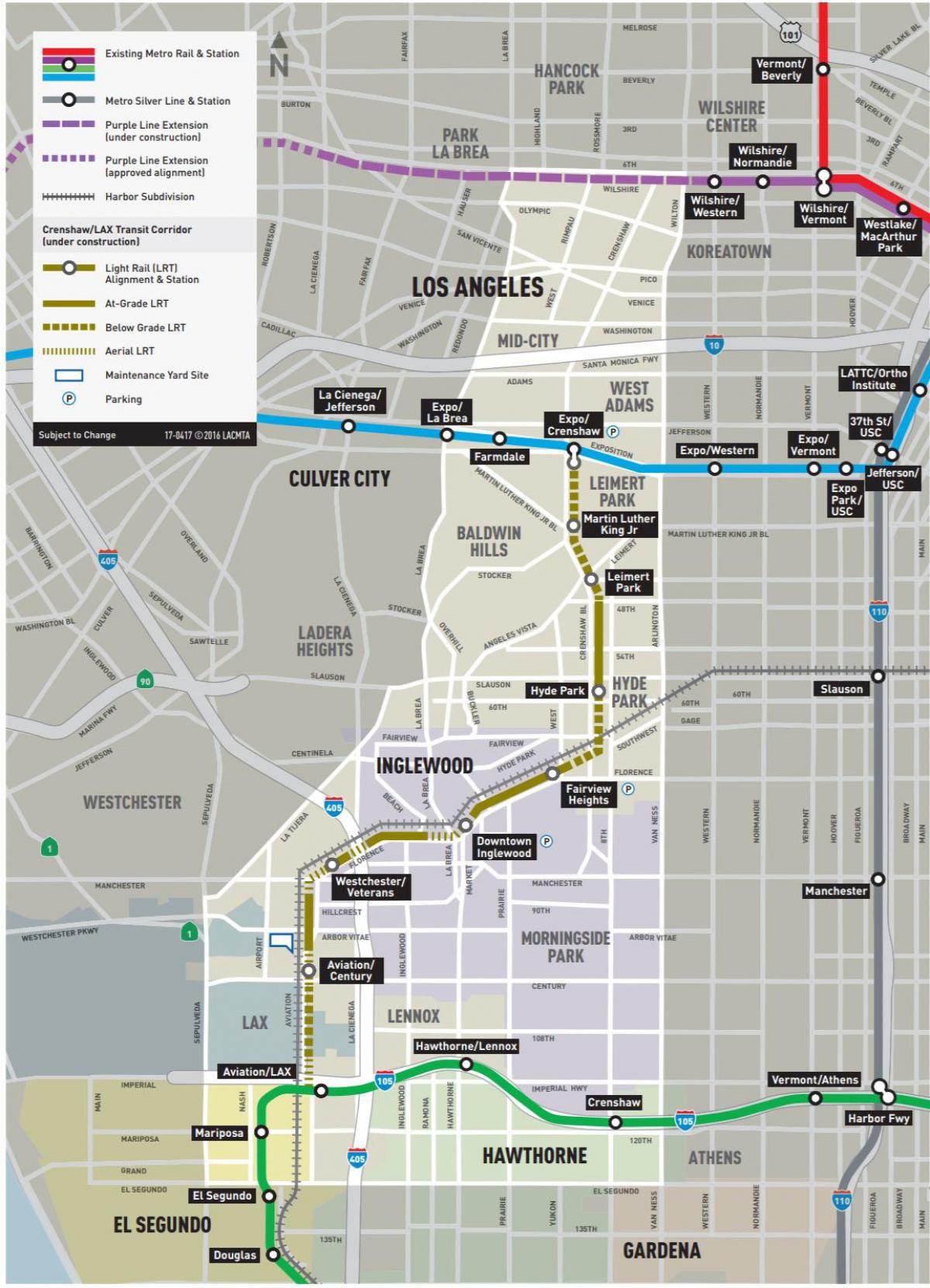 mappa di crenshaw della metropolitana linea