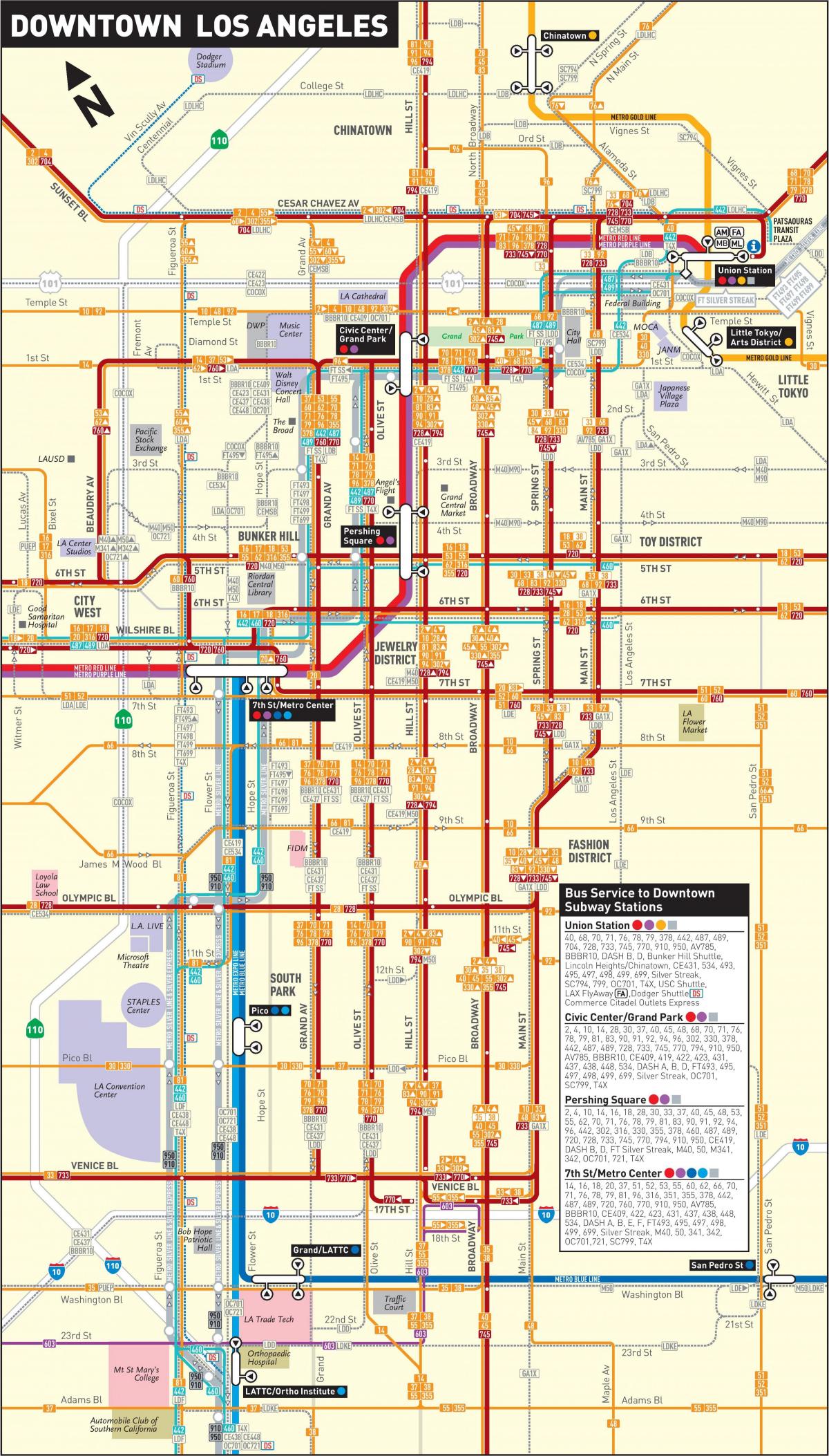 Los Angeles mappa della metropolitana di