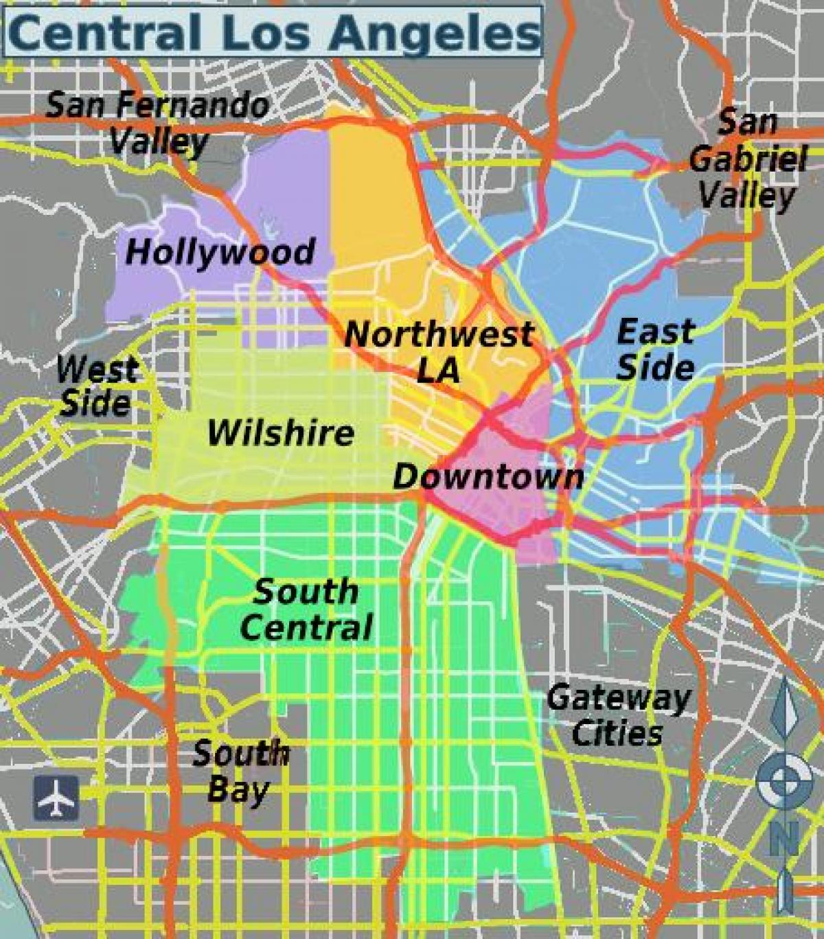 mappa del centro di Los Angeles