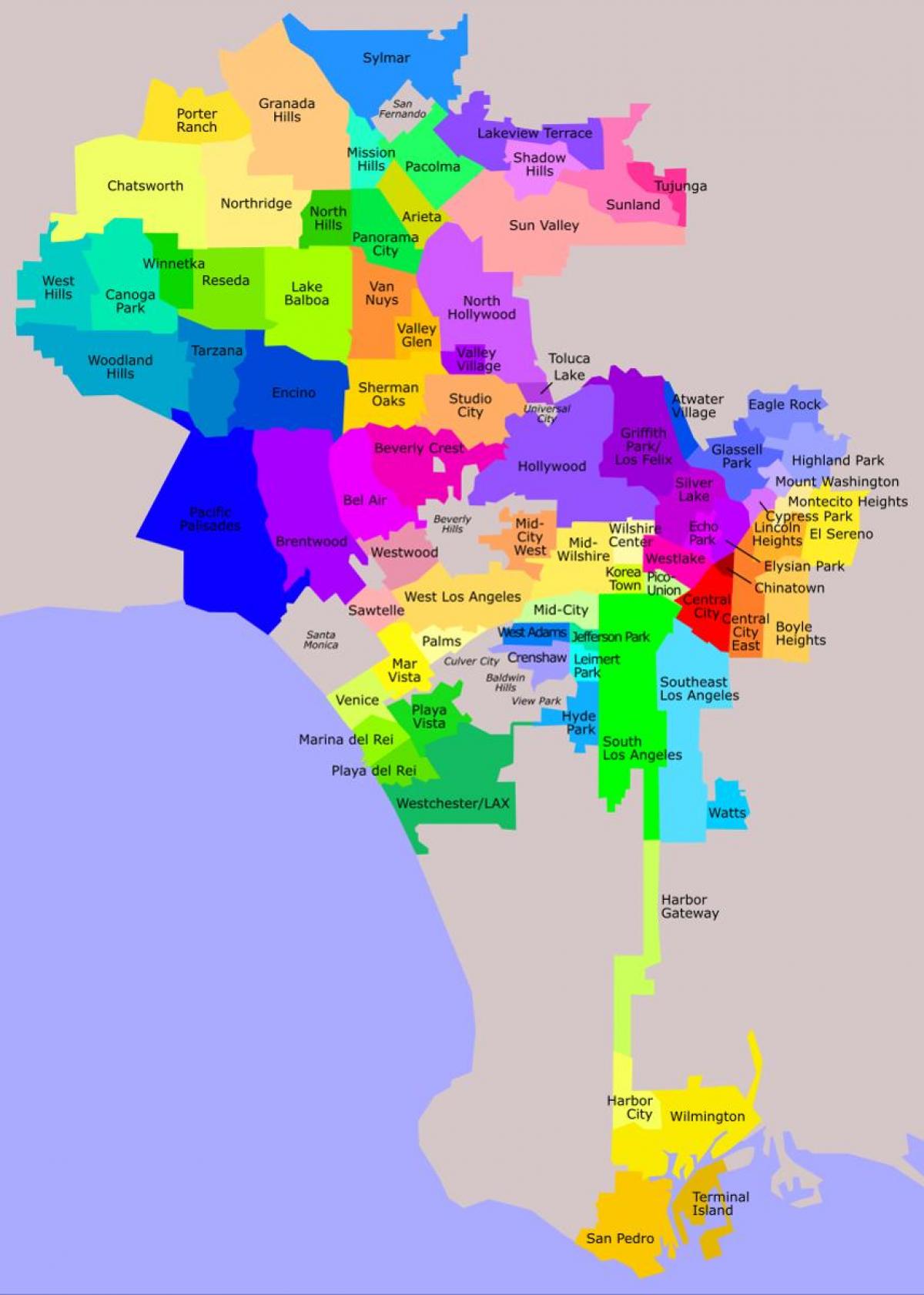 Los Angeles distretti mappa