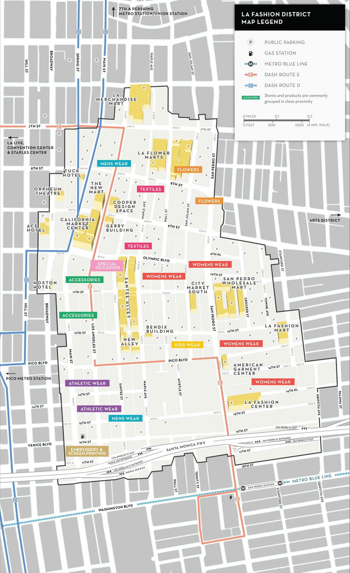 Los Angeles fashion district mappa