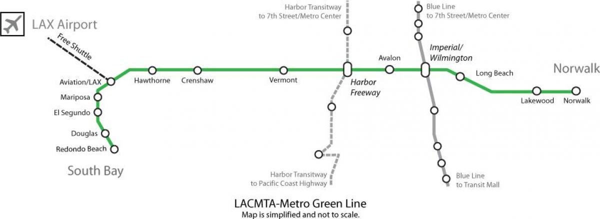 linea verde della metropolitana mappa di Los Angeles