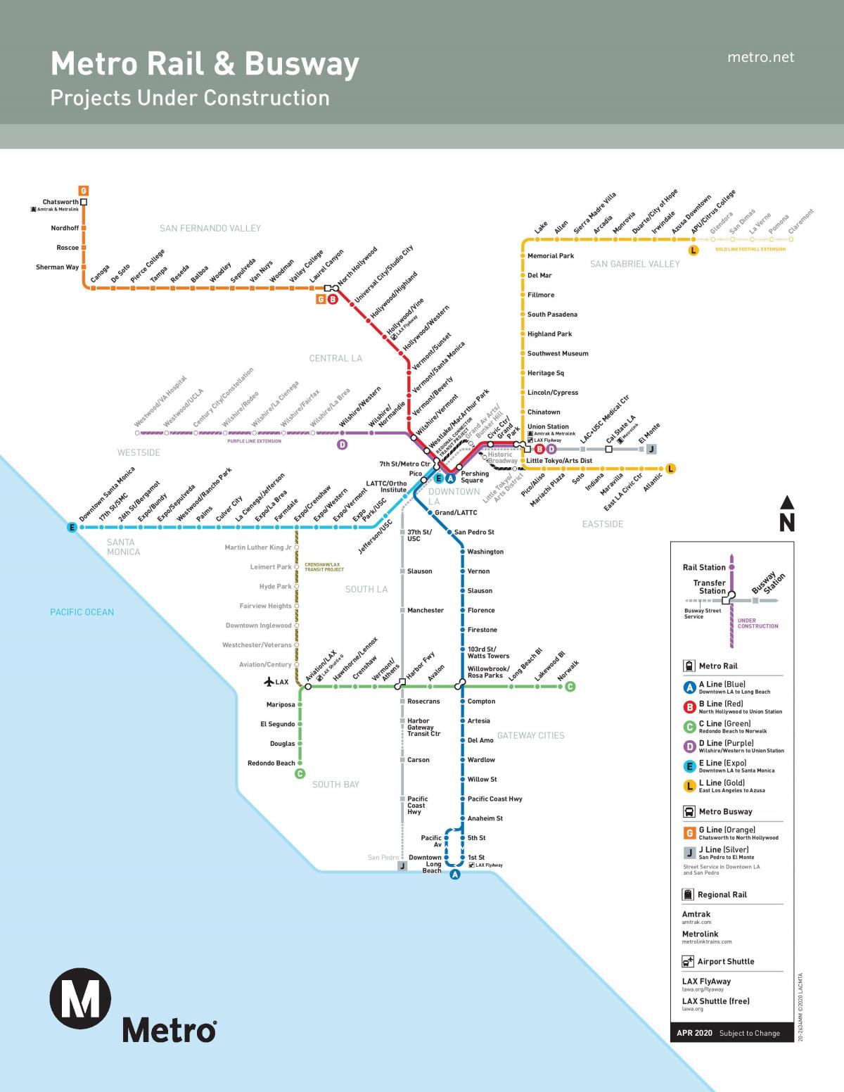 mappa di LA metropolitana di espansione 