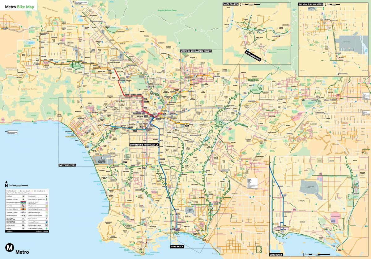 Los Angeles pista ciclabile mappa