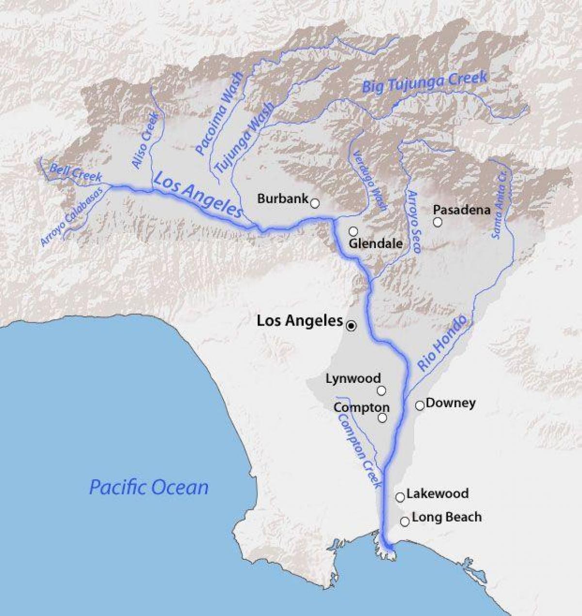 Fiume di Los Angeles mappa