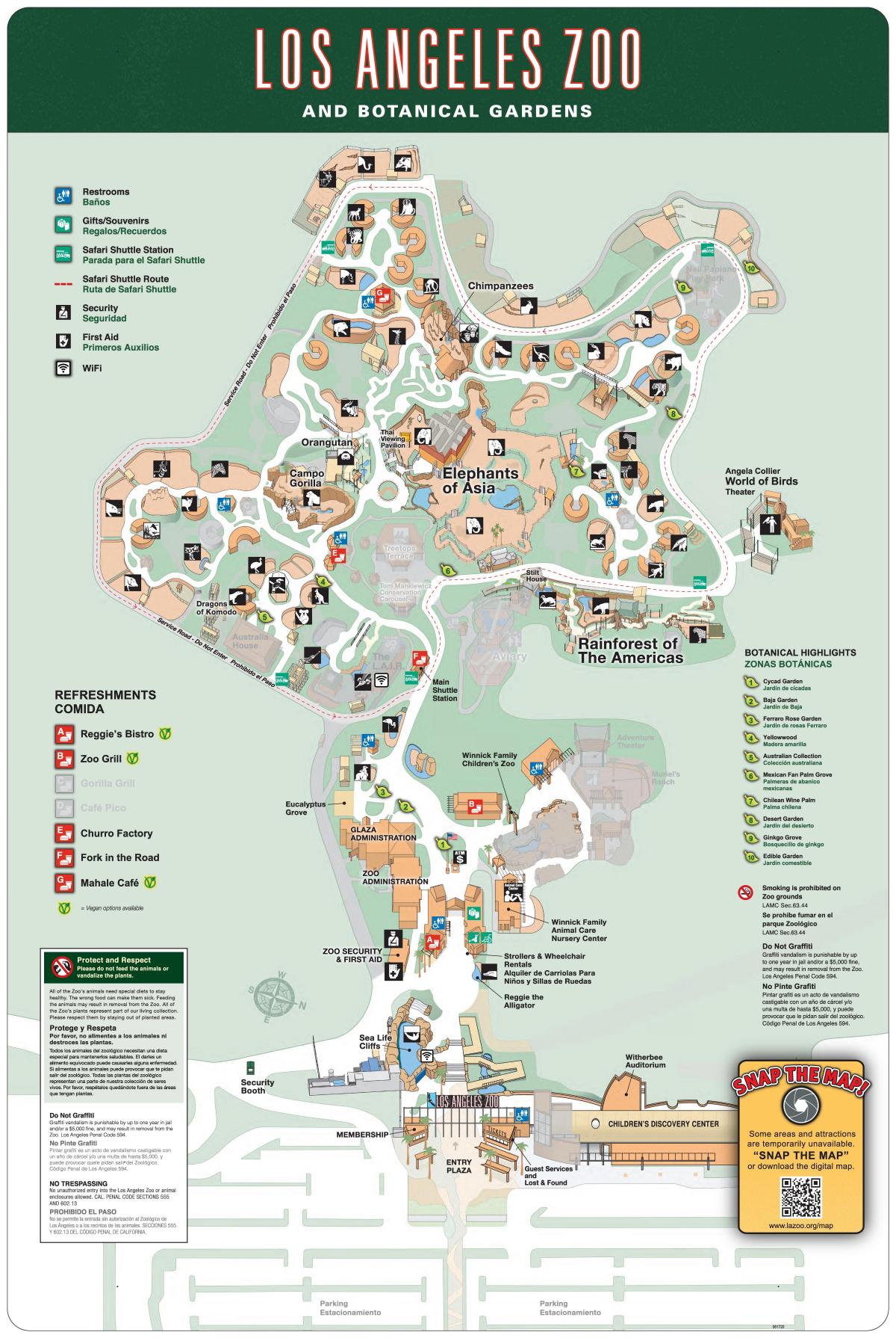 Lo zoo di Los Angeles mappa