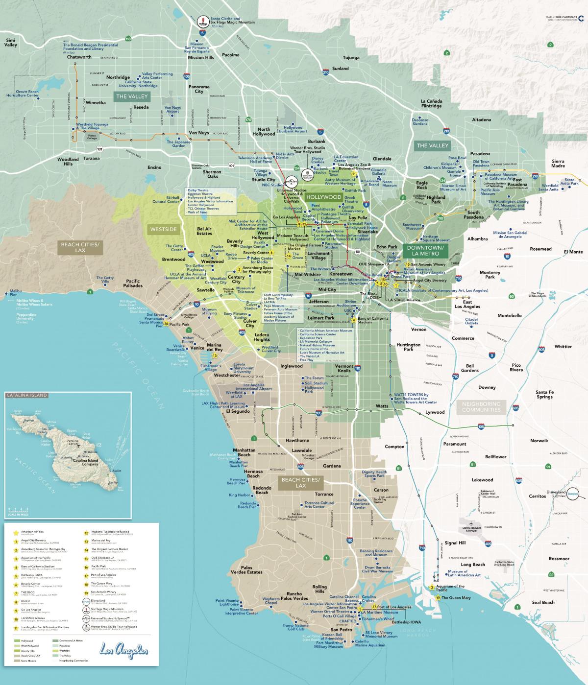 mappa di LA delle attrazioni turistiche