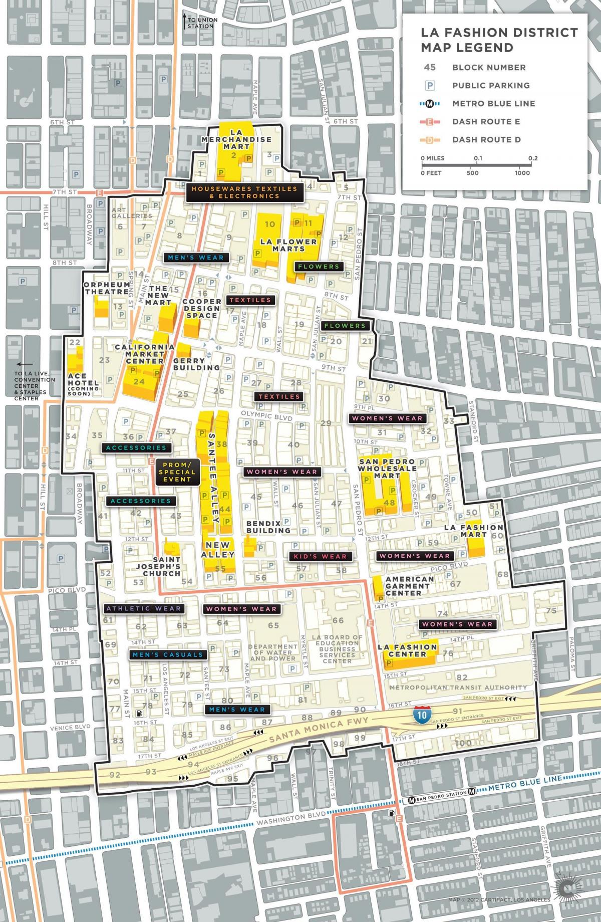 mappa di Los Angeles garment district