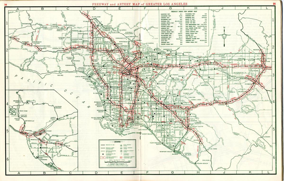 mappa di Los Angeles mappa 1940