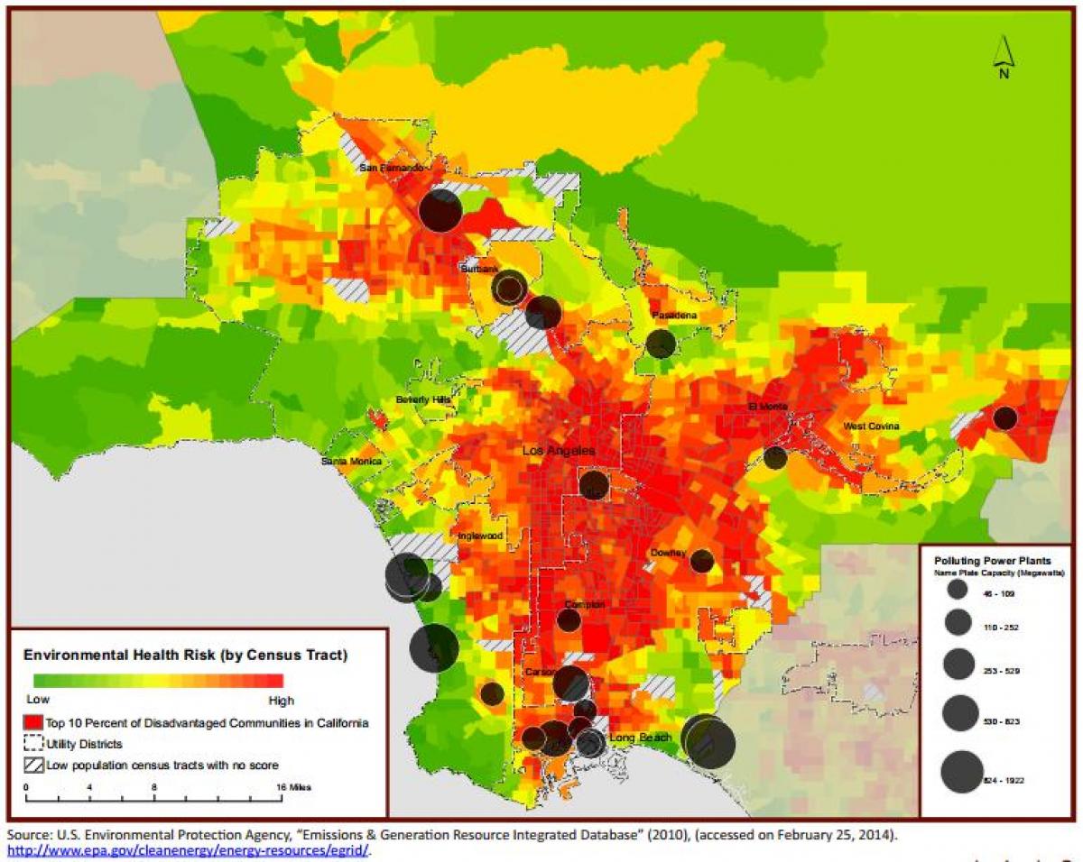 mappa di Los Angeles per la qualità dell'aria 