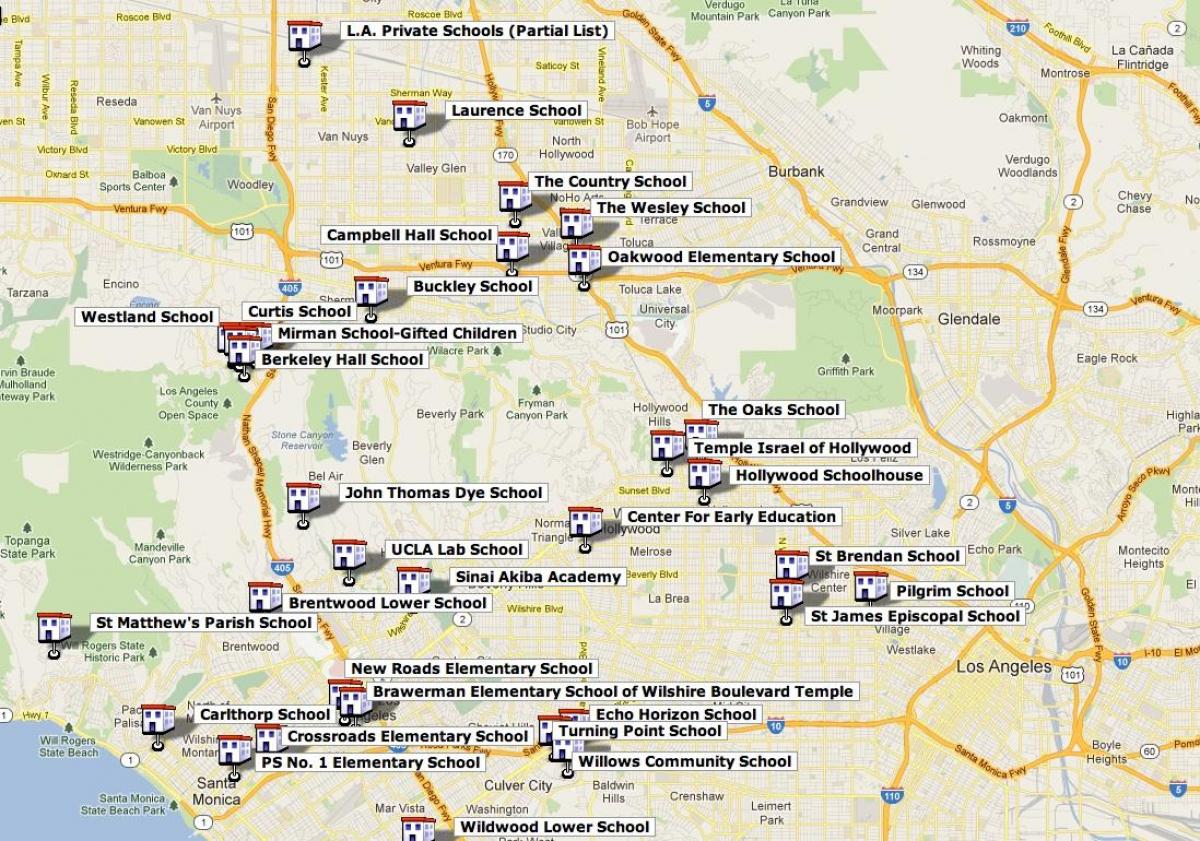 mappa di Los Angeles scuole superiori