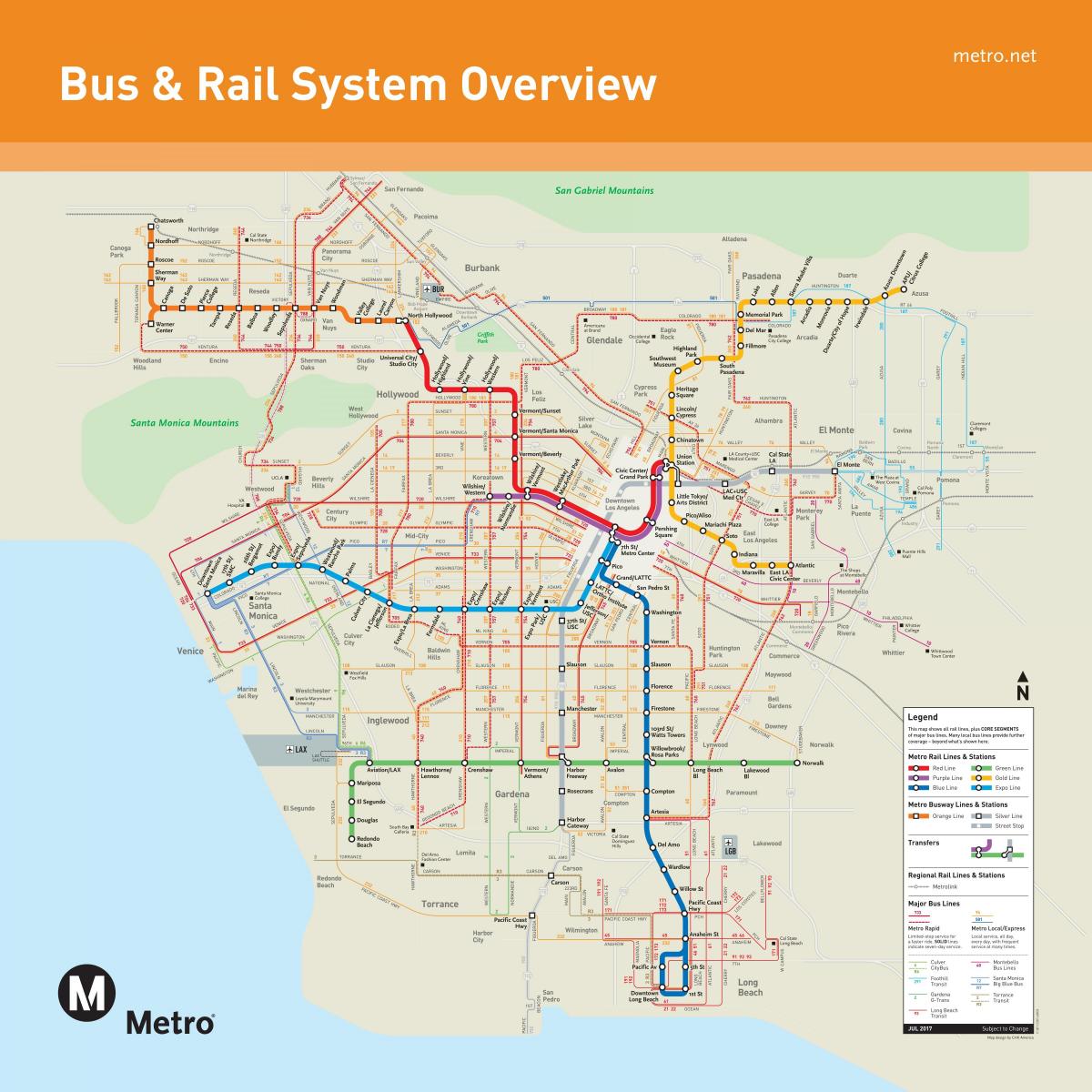 Los Angeles mappa dei trasporti pubblici
