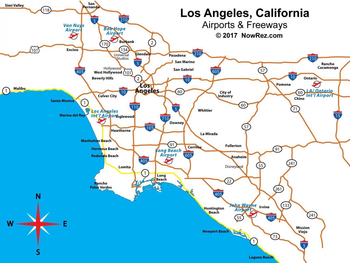mappa della california aeroporti vicino a Los Angeles
