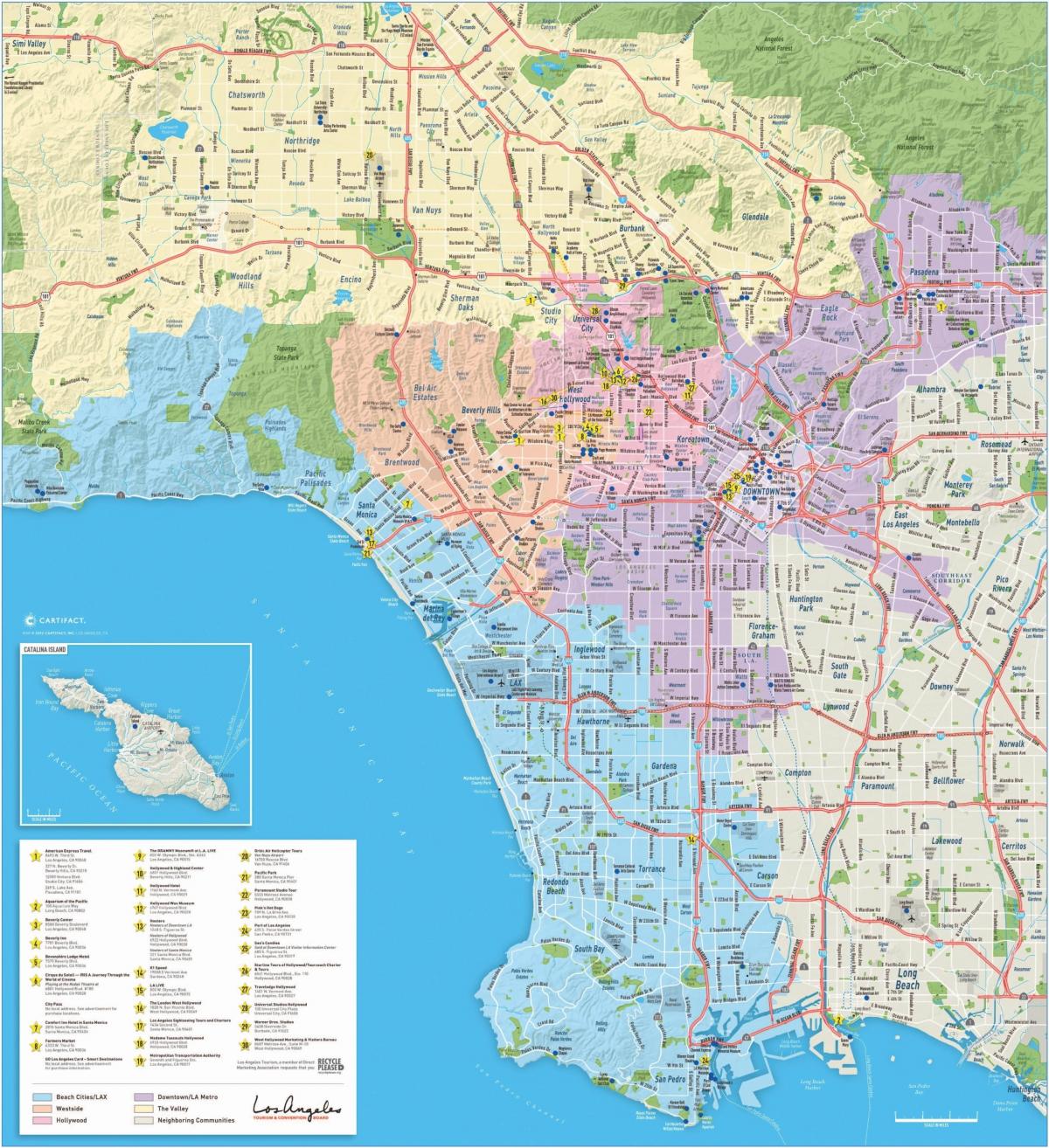 mappa di beverly hills, a Los Angeles
