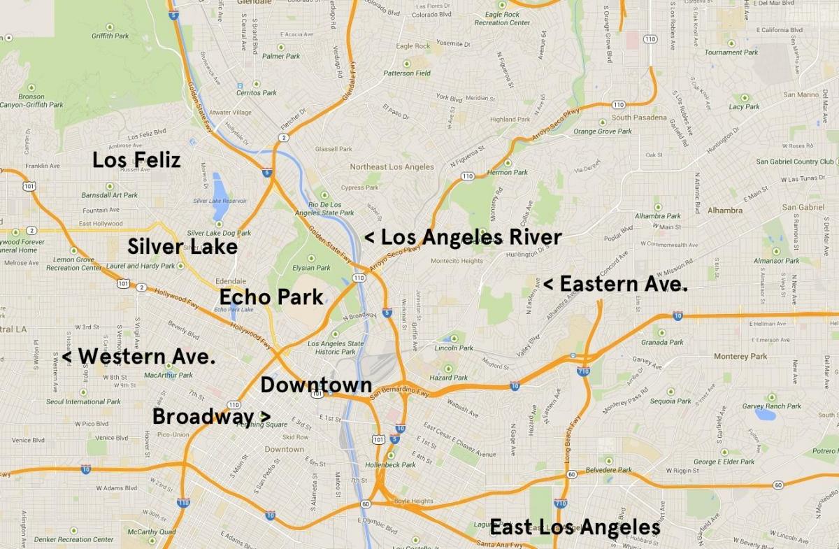 mappa di echo park, Los Angeles