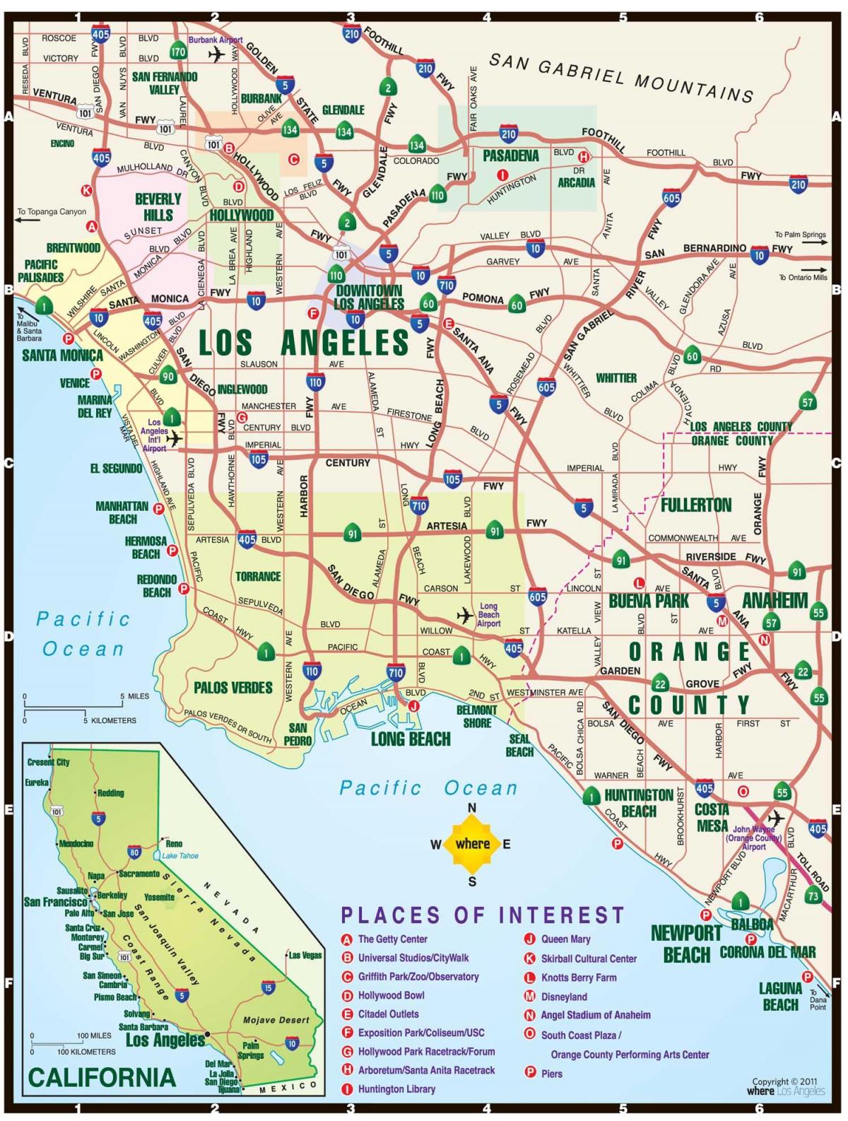 mappa di LA e zone limitrofe