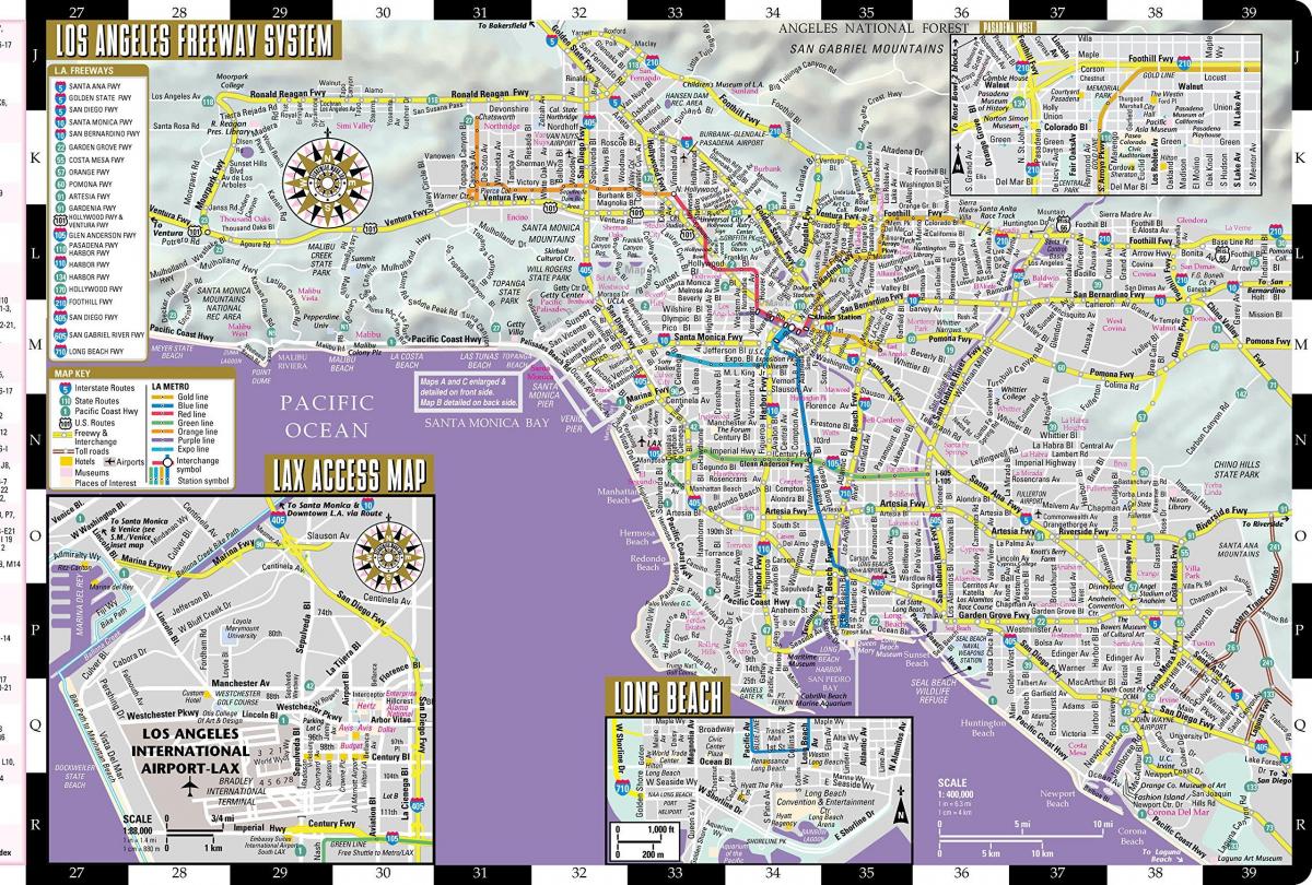 mappa di Los Angeles, in california
