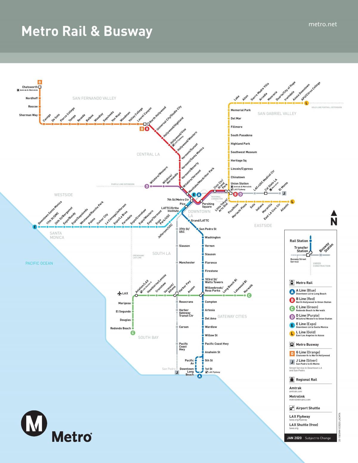 mappa della metropolitana di Los Angeles