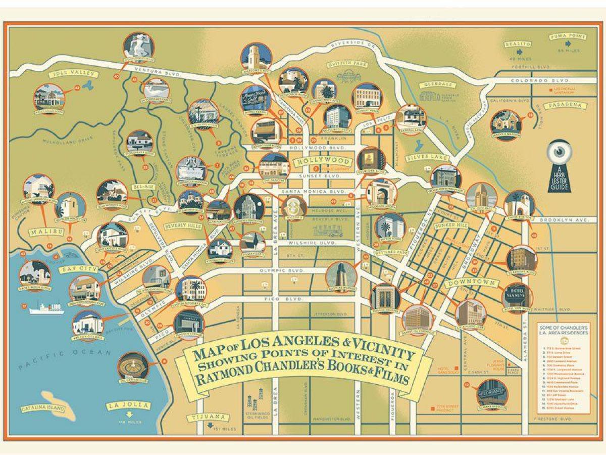mappa di raymond chandler Los Angeles