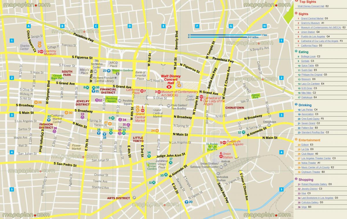 mappa di ristorante la mappa di Los Angeles