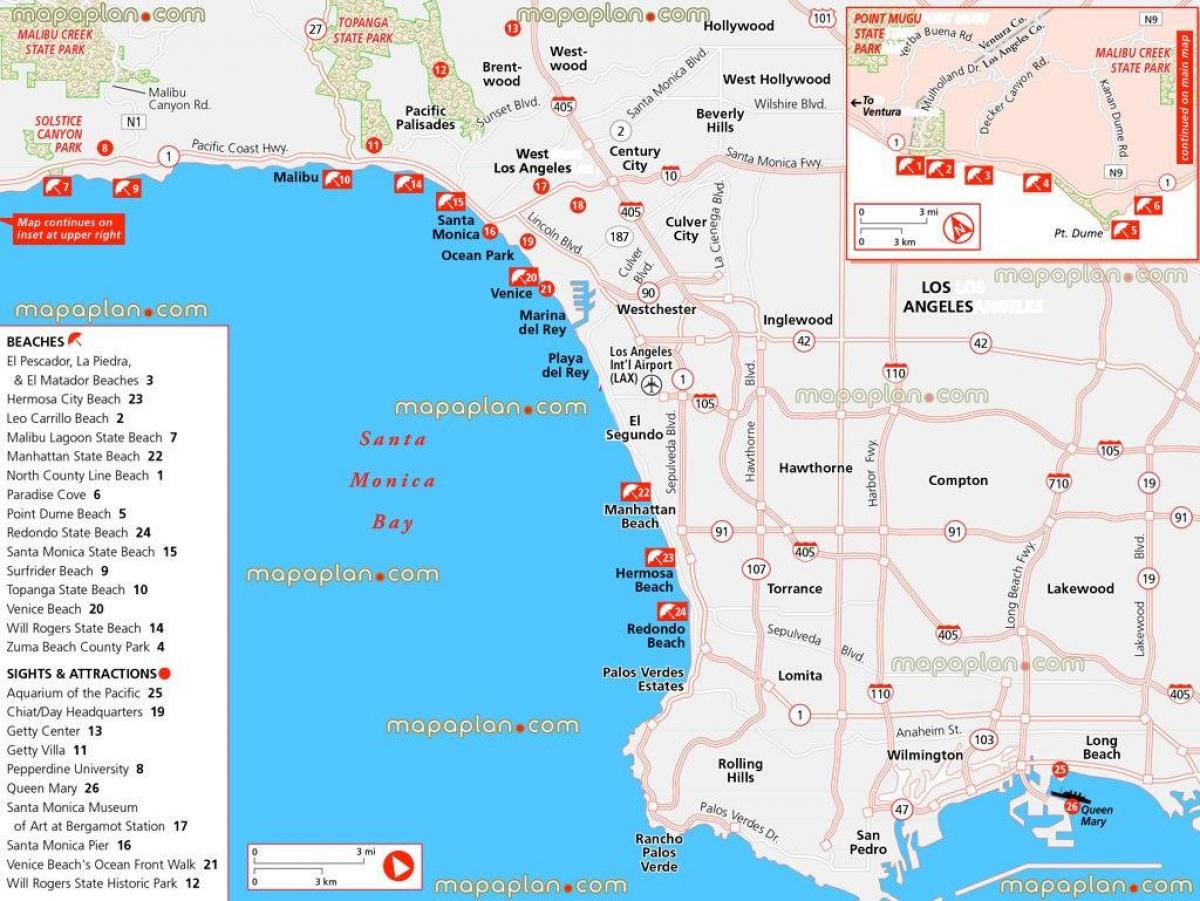 Los Angeles spiagge mappa