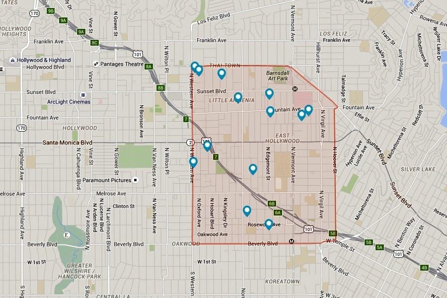 mappa di thai città di Los Angeles