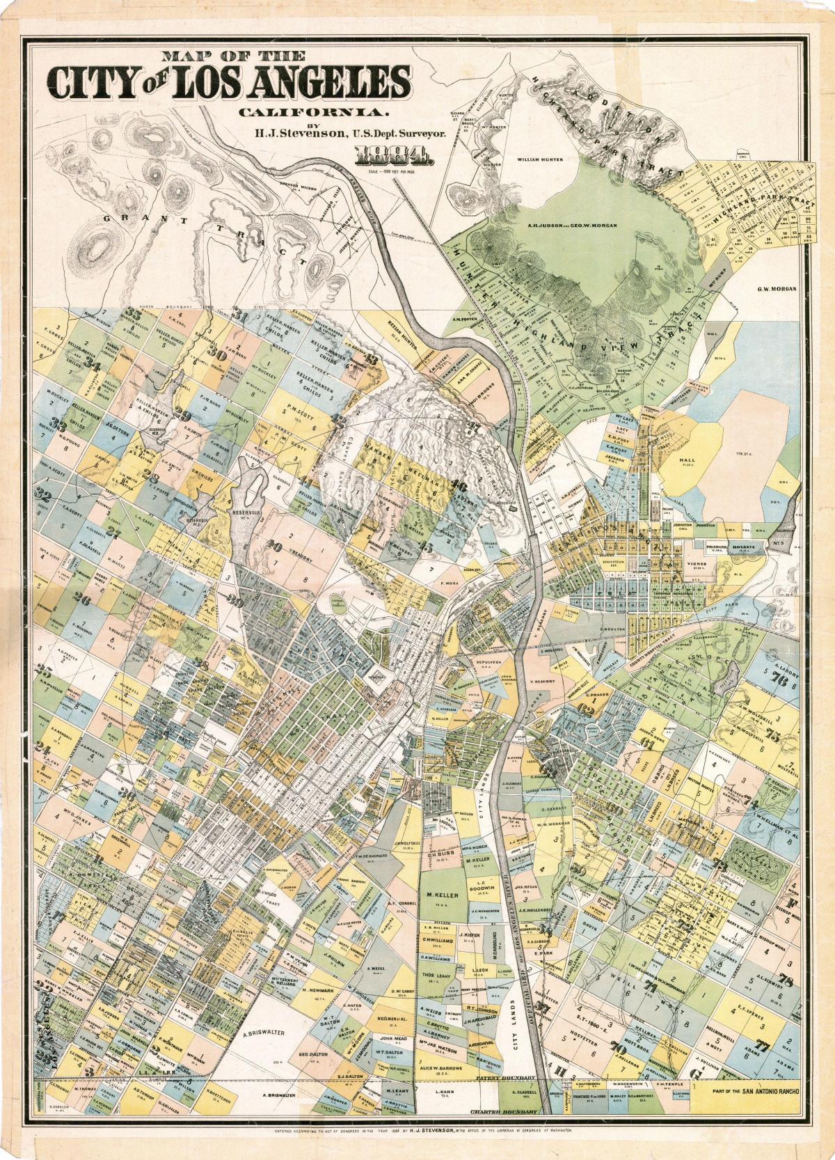 mappa di vecchia Los Angeles