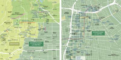 Mappa del centro di Los Angeles attrazioni