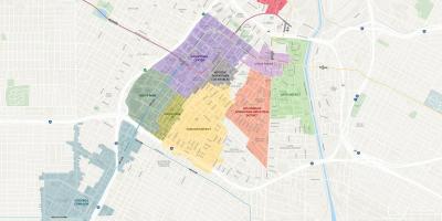 Mappa del centro di Los Angeles distretti 