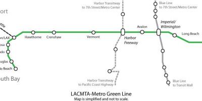 Linea verde della metropolitana mappa di Los Angeles