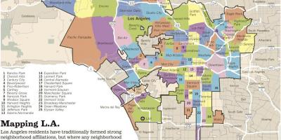 Mappa della zona di Los Angeles quartieri