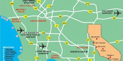 Zona di Los Angeles aeroporti mappa
