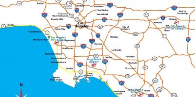 Mappa della california aeroporti vicino a Los Angeles